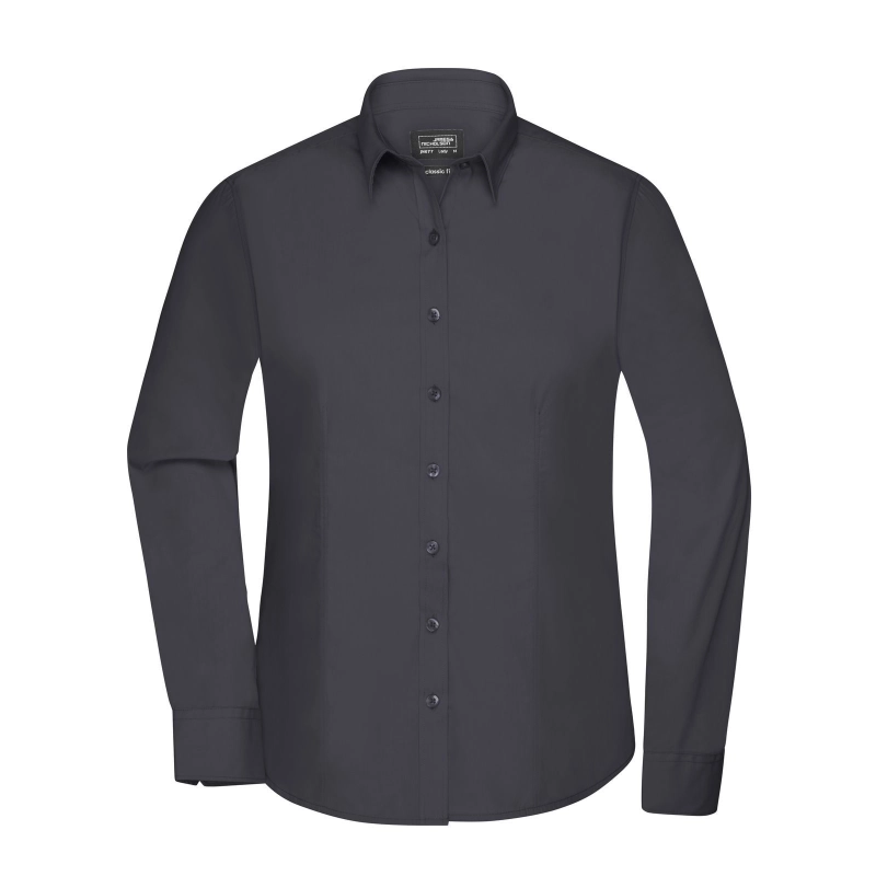 Chemise femme à manches longues en popeline