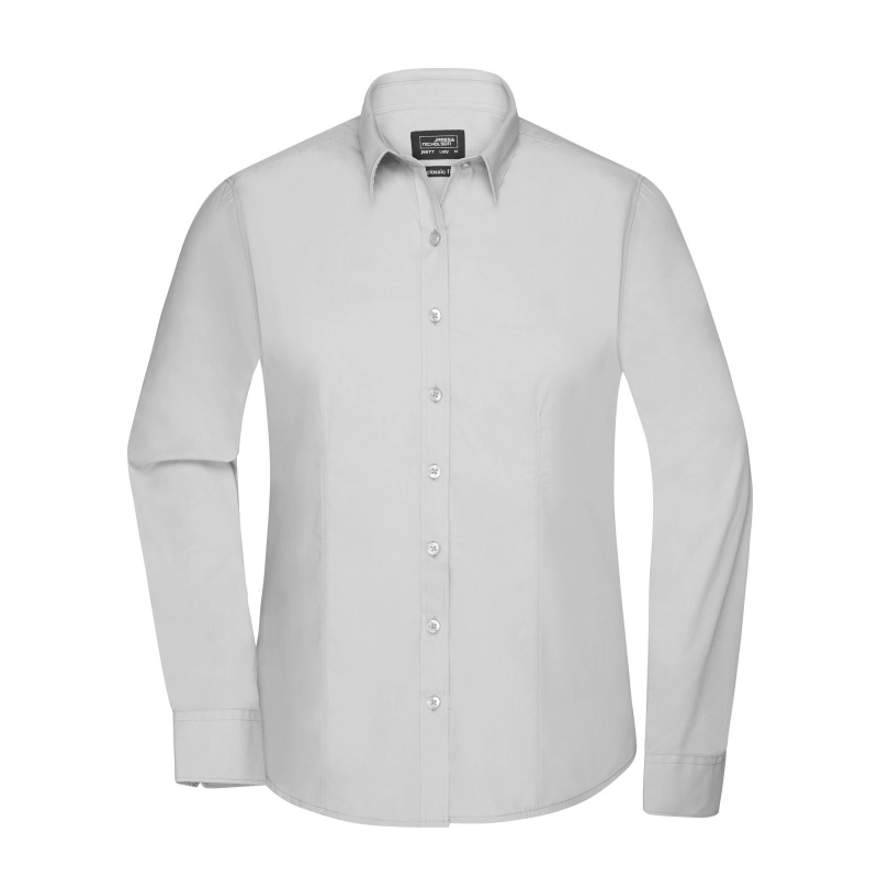 Chemise femme à manches longues en popeline