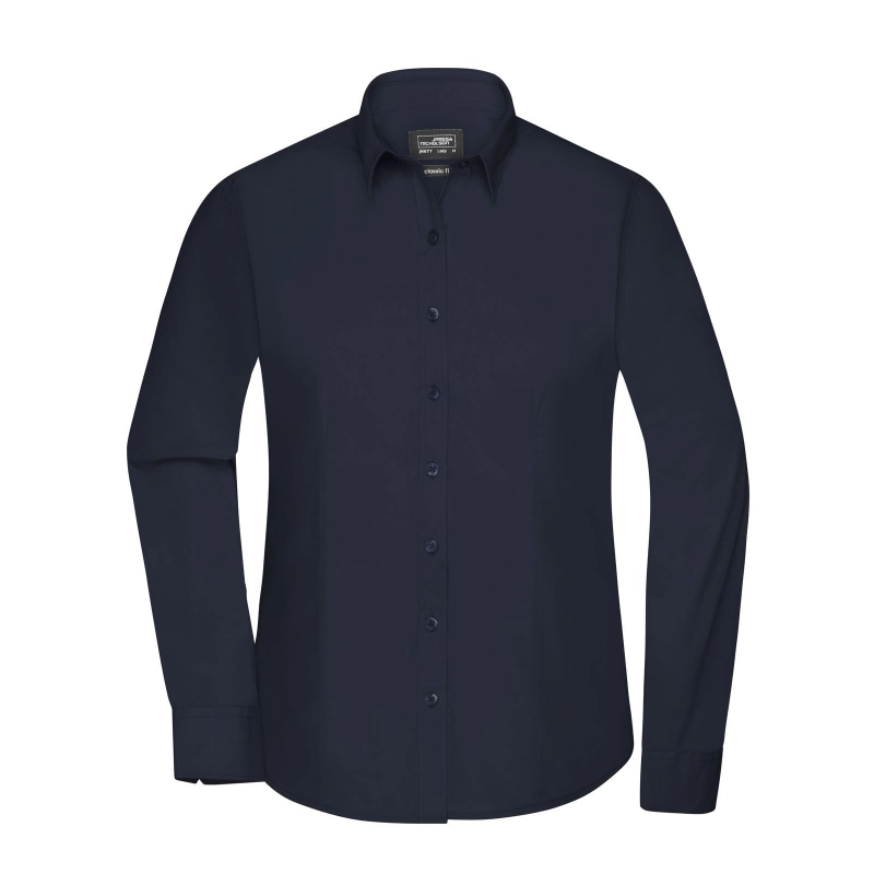 Chemise femme à manches longues en popeline