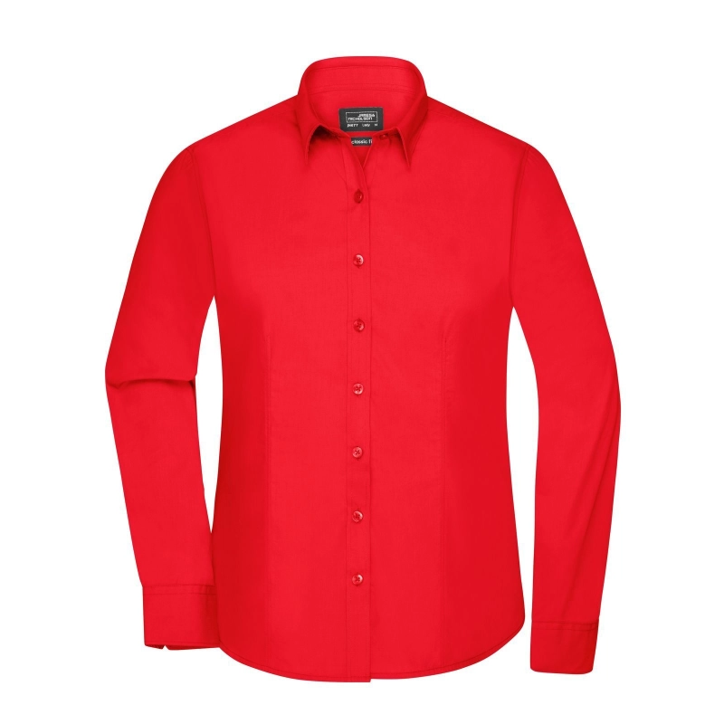 Chemise femme à manches longues en popeline
