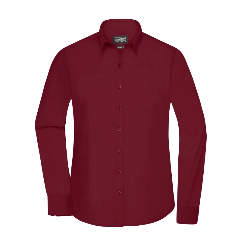 Chemise femme à manches longues en popeline