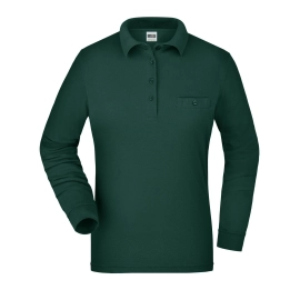 Polo workwear femme manches longues et poche poitrine