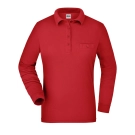 Polo workwear femme manches longues et poche poitrine