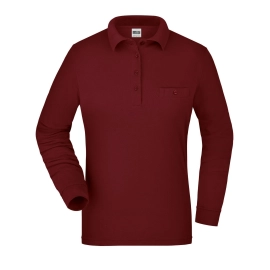 Polo workwear femme manches longues et poche poitrine
