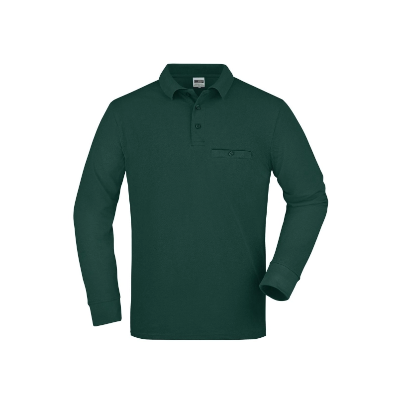 Polo workwear homme manches longues et poche poitrine
