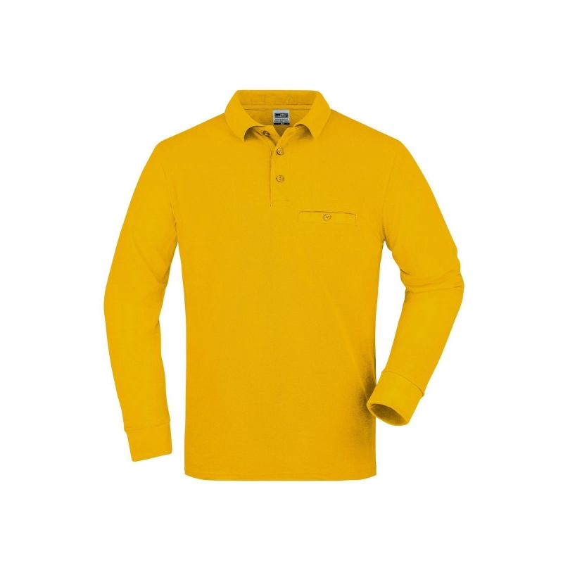 Polo workwear homme manches longues et poche poitrine