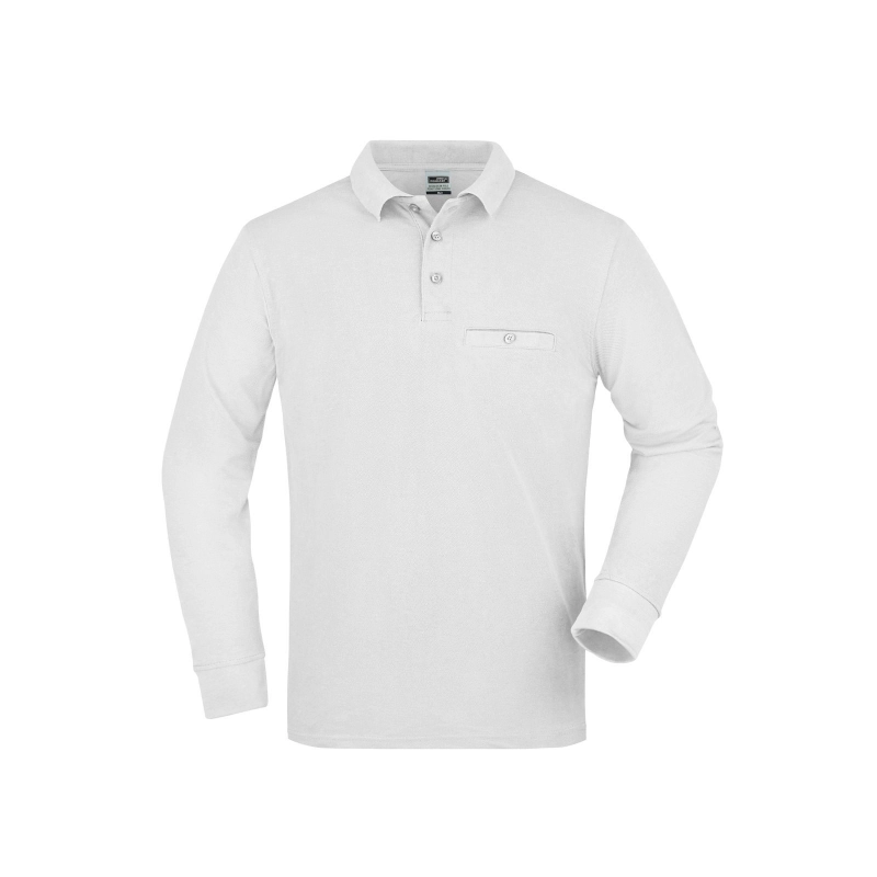 Polo workwear homme manches longues et poche poitrine