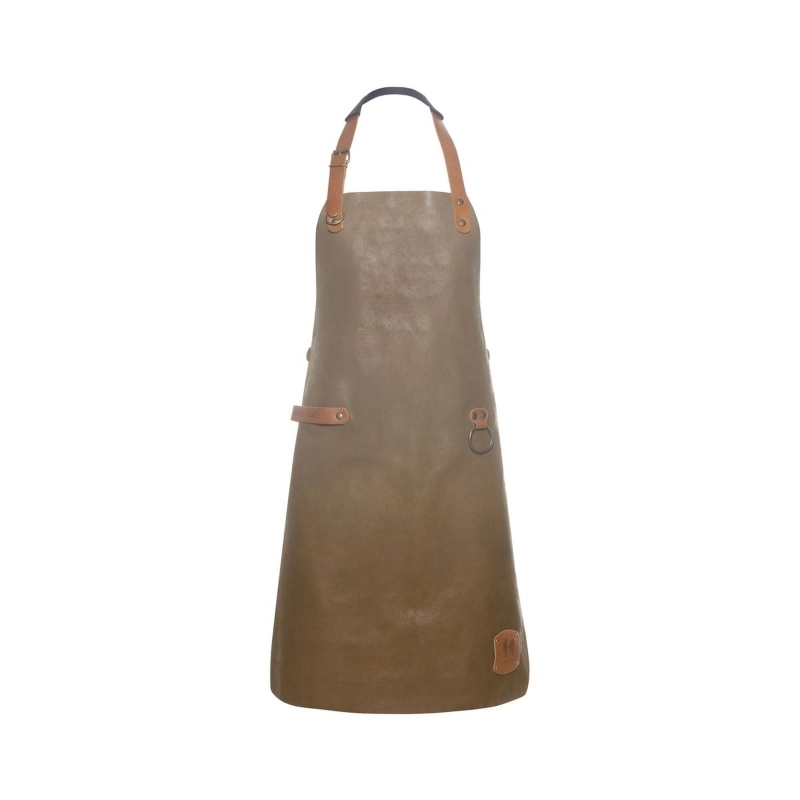 Tablier à bavette en cuir
