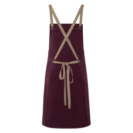Bib Apron With Crossed Ribbons And Big Pocket