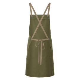 Bib Apron With Crossed Ribbons And Big Pocket