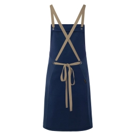 Bib Apron With Crossed Ribbons And Big Pocket