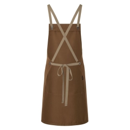 Bib Apron With Crossed Ribbons And Big Pocket