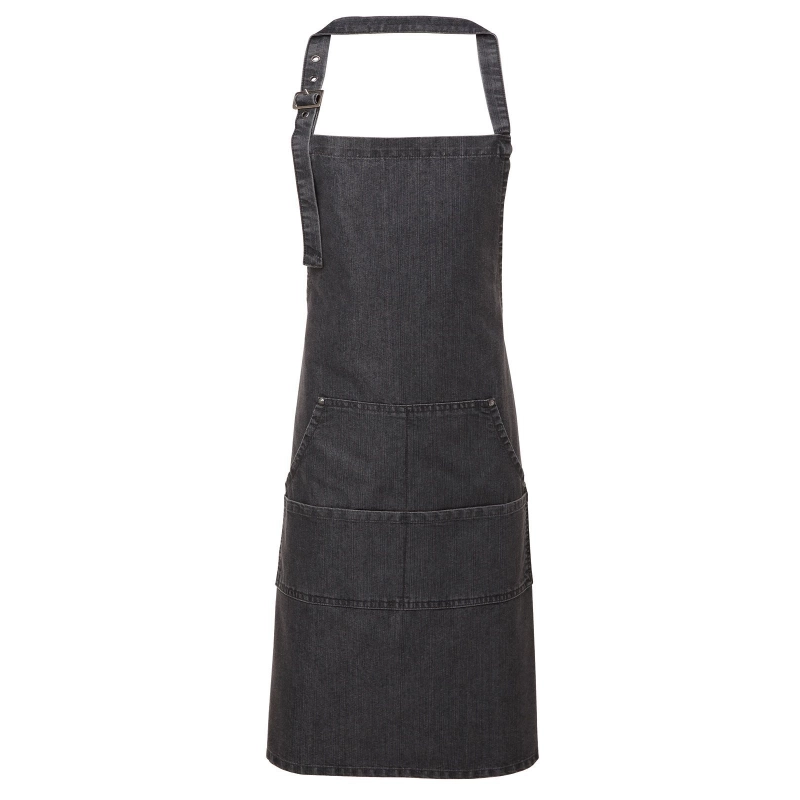 Tablier bavette denim à coutures jeans