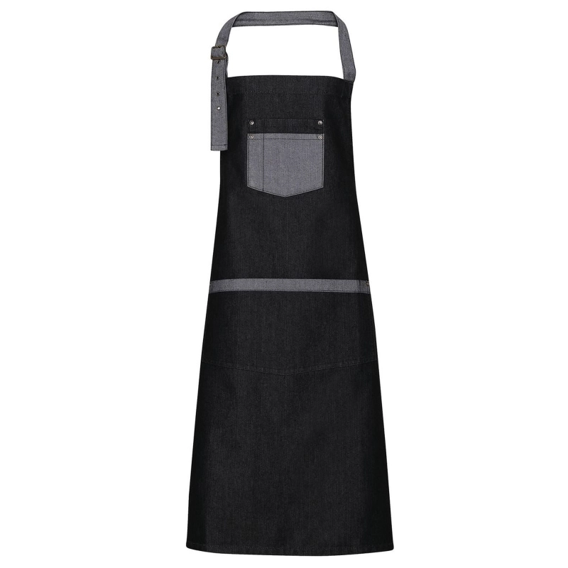 "Domain" Contrast Denim Bib Apron