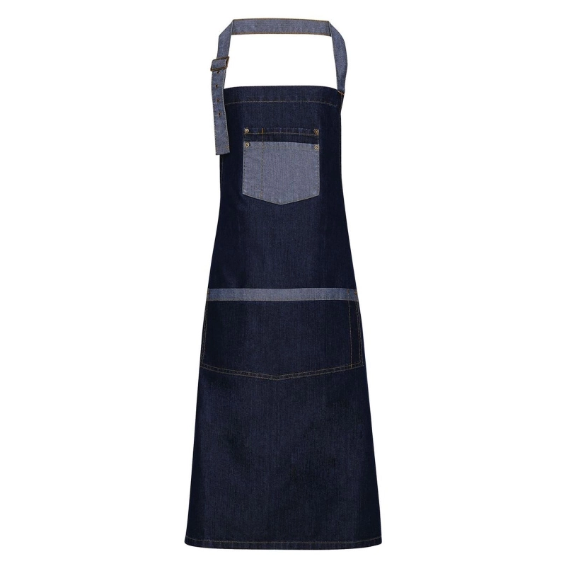 "Domain" Contrast Denim Bib Apron