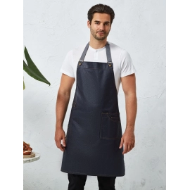 "District" Waxed Look Denim Bib Apron