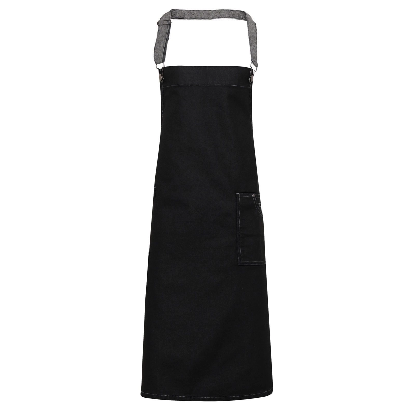 "District" Waxed Look Denim Bib Apron