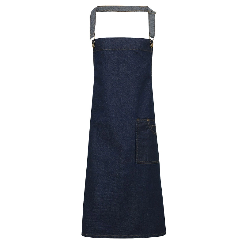 "District" Waxed Look Denim Bib Apron