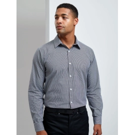 Chemise popeline vichy à manches longues homme