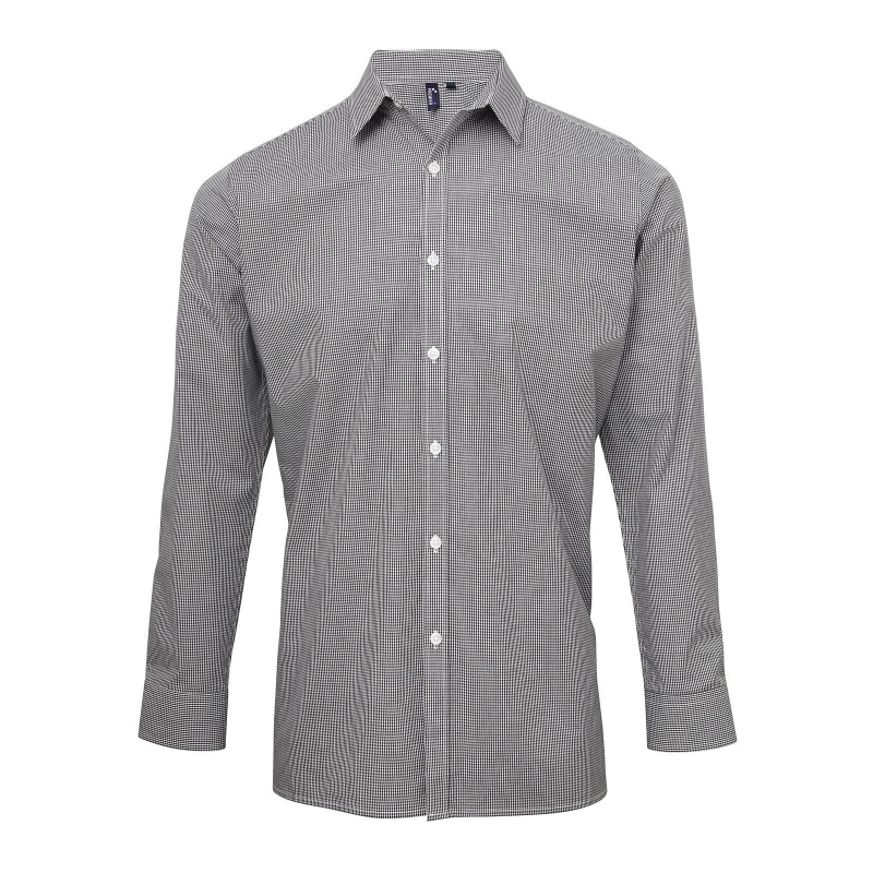 Chemise popeline vichy à manches longues homme