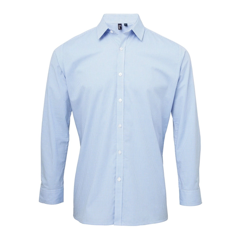 Chemise popeline vichy à manches longues homme