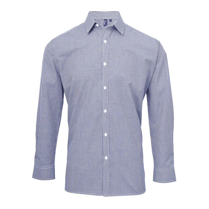 Chemise popeline vichy à manches longues homme