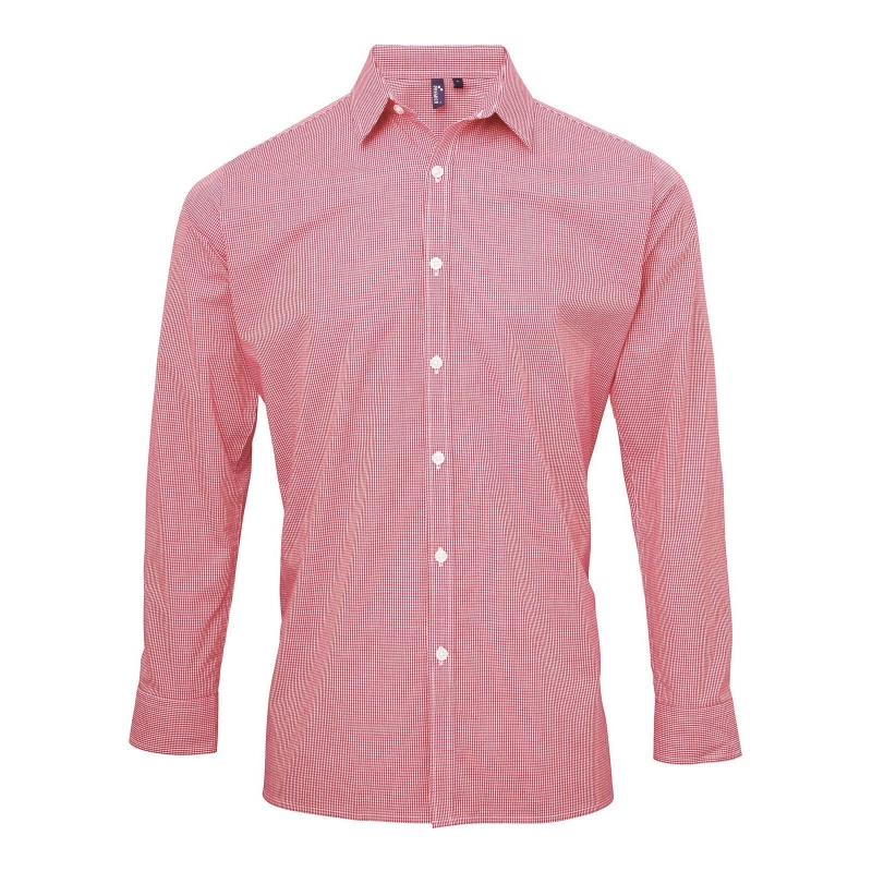 Chemise popeline vichy à manches longues homme
