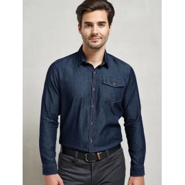 Chemise denim à coutures jeans pour homme