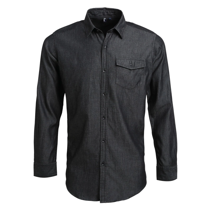 Chemise denim à coutures jeans pour homme