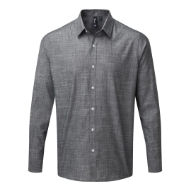 Chemise Manches Longues Coton Slub Chambray Homme