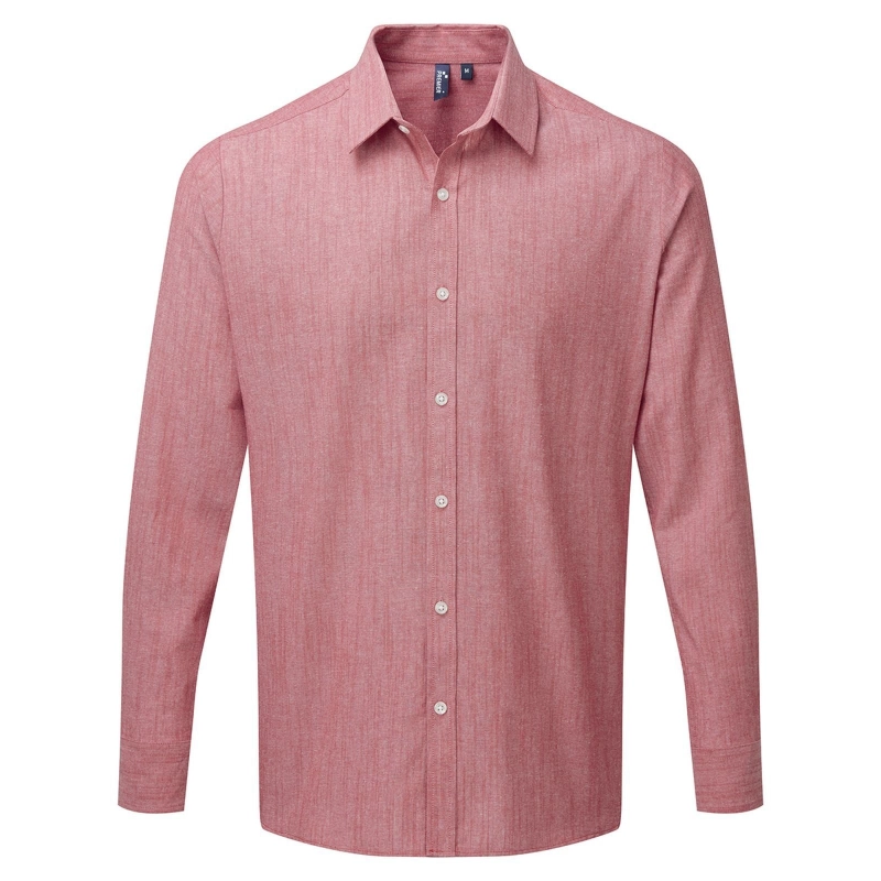 Chemise Manches Longues Coton Slub Chambray Homme