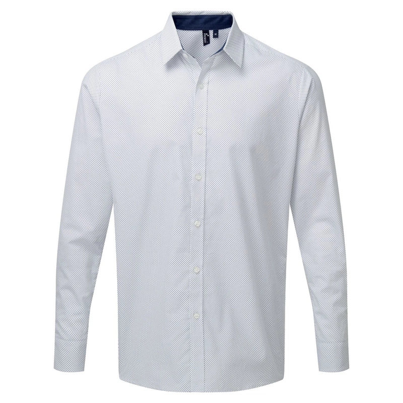Chemise en Denim-Pindot Manches Longues Homme