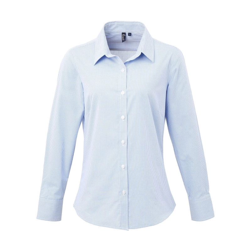 Chemisier popeline vichy à manches longues femme