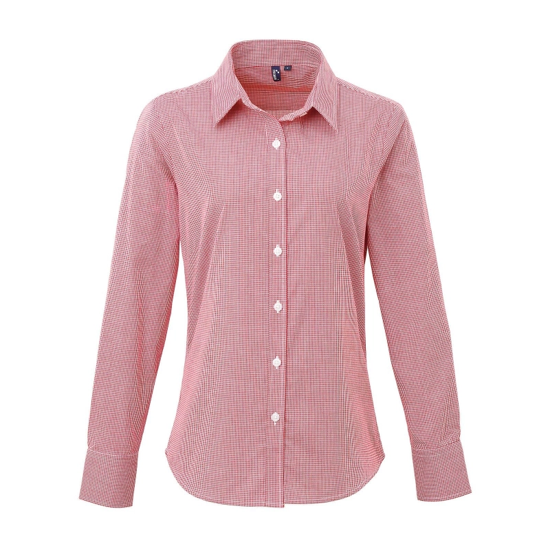 Chemisier popeline vichy à manches longues femme