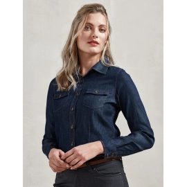 Chemisier denim à coutures jeans pour femme