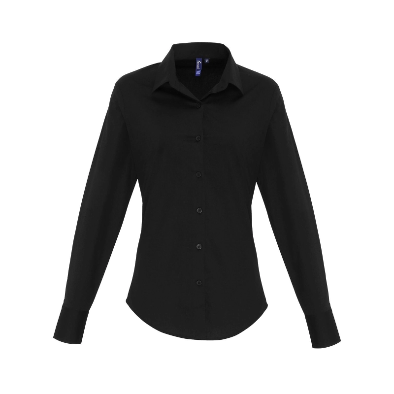 Ladies' Stretch Fit Cotton Poplin Long Sleev Shirtt