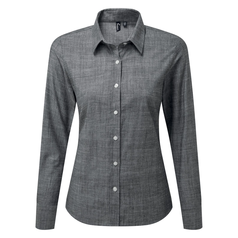 Chemise Manches Longues Coton Slub Chambray Femme