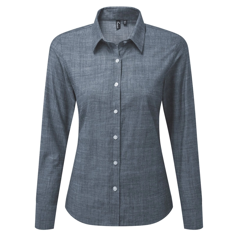 Chemise Manches Longues Coton Slub Chambray Femme