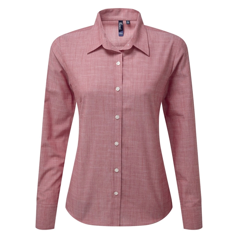 Chemise Manches Longues Coton Slub Chambray Femme