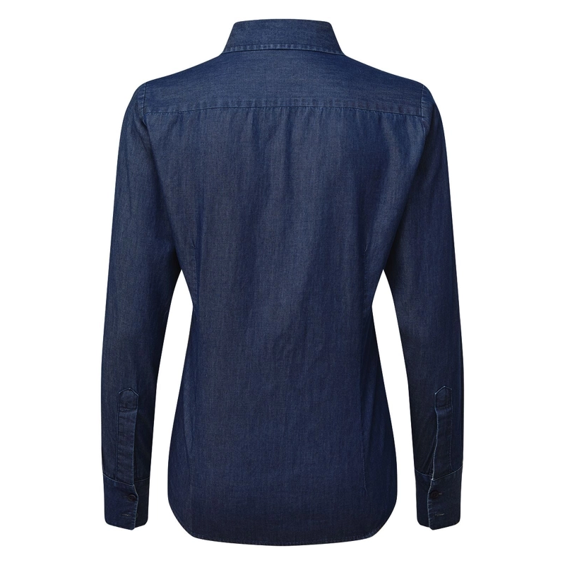 Women's Denim-Pindot Long Sleeve Shirt