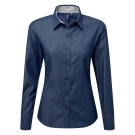 Chemise en Denim-Pindot Manches Longues Femme