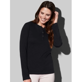Tee-shirt à manches longues avec boutons pour femmes