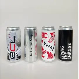 Customized 33cl water can.