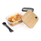 Fiambrera de vidrio con tapa de bambú