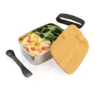 Boîte à Lunch en acier avec couvercle en bambou et cuichette