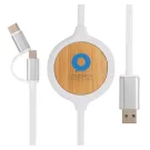 3-in-1 cable with 5W bamboo wireless charger 3-in-1 cable with 5W bamboo wireless charger