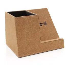 Porta penne in sughero e caricatore wireless 5W