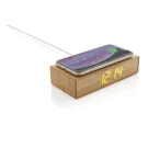Orologio sveglia in bambù con caricatore wireless 5W