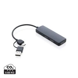 Hub USB RCS in plastica riciclata con doppio ingresso