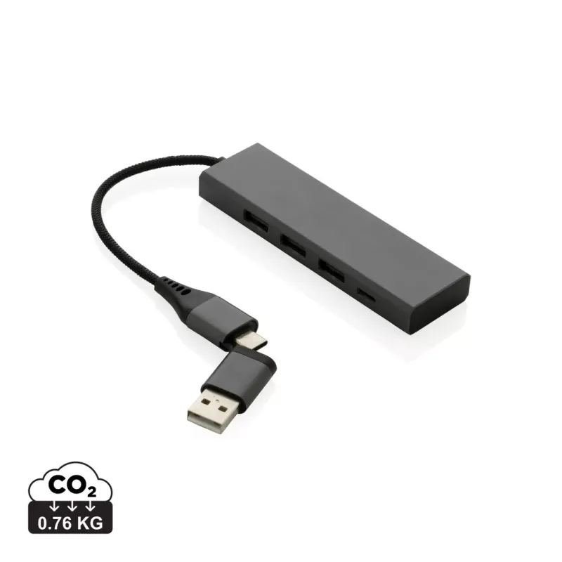 Hub Terra de aluminio reciclado  RCS con 3 puertos USB